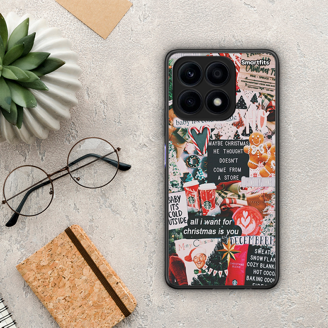 Θήκη Honor X8a Christmas Happiness από τη Smartfits με σχέδιο στο πίσω μέρος και μαύρο περίβλημα | Honor X8a Christmas Happiness Case with Colorful Back and Black Bezels