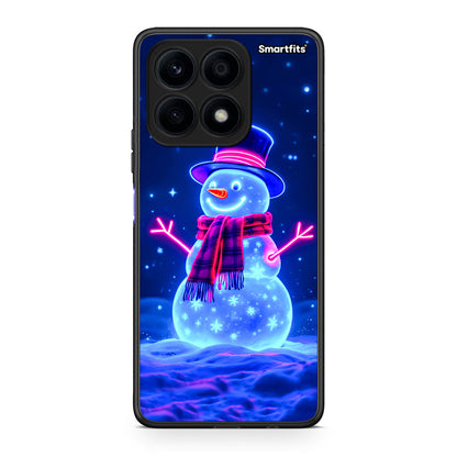 Θήκη Honor X8a Christmas Neon Snowman από τη Smartfits με σχέδιο στο πίσω μέρος και μαύρο περίβλημα | Honor X8a Christmas Neon Snowman Case with Colorful Back and Black Bezels