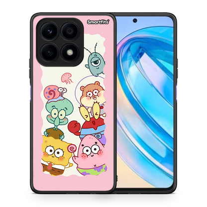 Θήκη Honor X8a Cute Companion από τη Smartfits με σχέδιο στο πίσω μέρος και μαύρο περίβλημα | Honor X8a Cute Companion Case with Colorful Back and Black Bezels