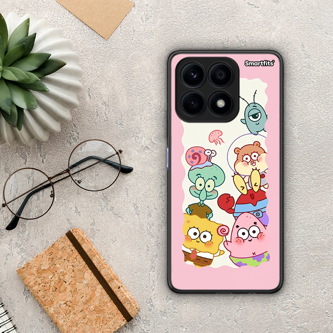 Θήκη Honor X8a Cute Companion από τη Smartfits με σχέδιο στο πίσω μέρος και μαύρο περίβλημα | Honor X8a Cute Companion Case with Colorful Back and Black Bezels