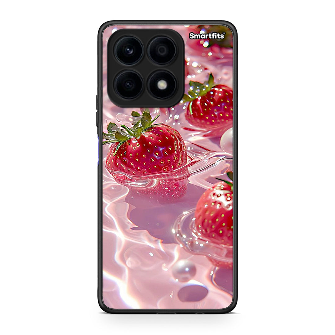 Θήκη Honor X8a Juicy Strawberries από τη Smartfits με σχέδιο στο πίσω μέρος και μαύρο περίβλημα | Honor X8a Juicy Strawberries Case with Colorful Back and Black Bezels