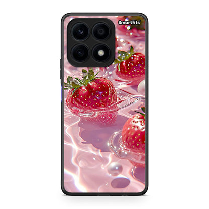 Θήκη Honor X8a Juicy Strawberries από τη Smartfits με σχέδιο στο πίσω μέρος και μαύρο περίβλημα | Honor X8a Juicy Strawberries Case with Colorful Back and Black Bezels