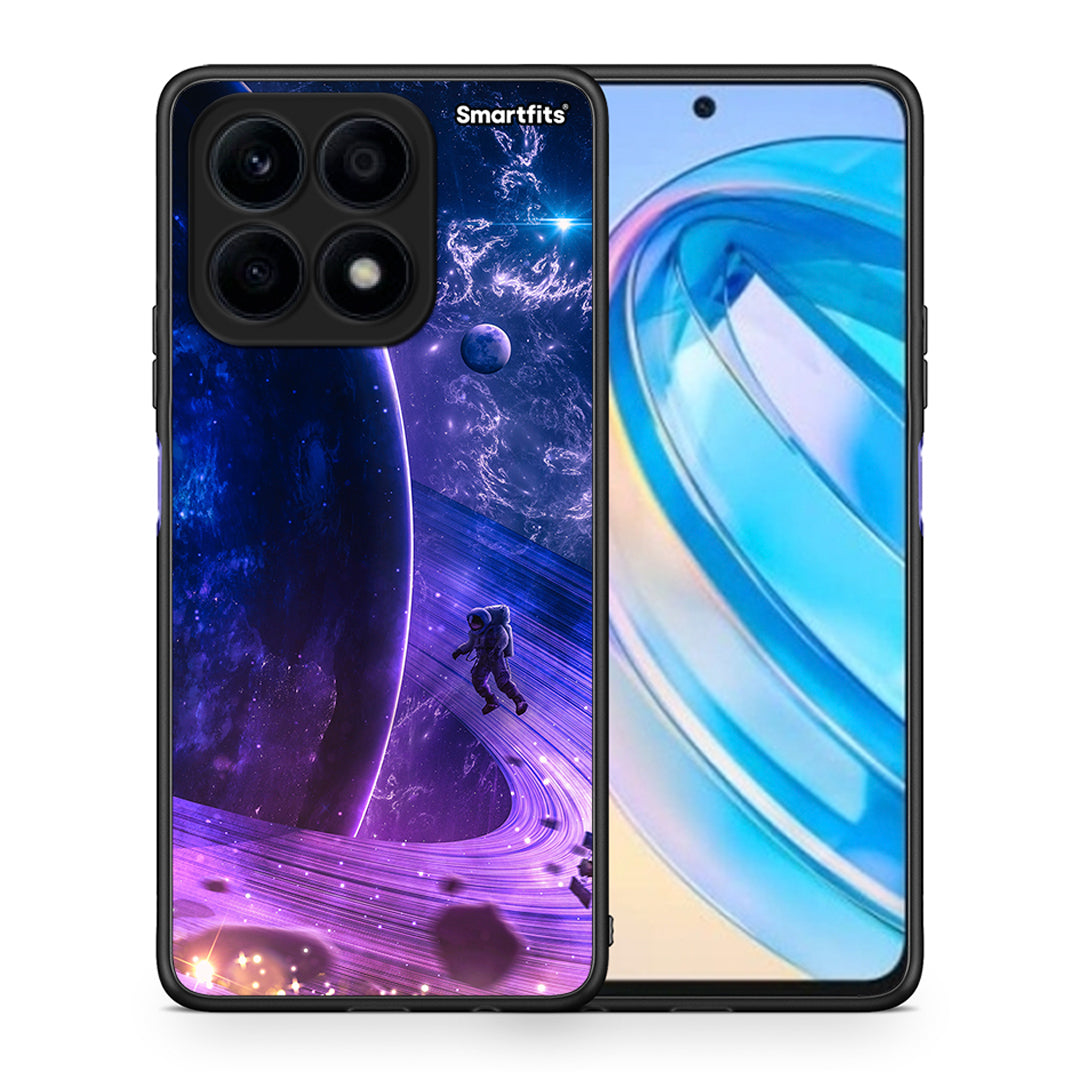 Θήκη Honor X8a Lost Astronaut από τη Smartfits με σχέδιο στο πίσω μέρος και μαύρο περίβλημα | Honor X8a Lost Astronaut Case with Colorful Back and Black Bezels