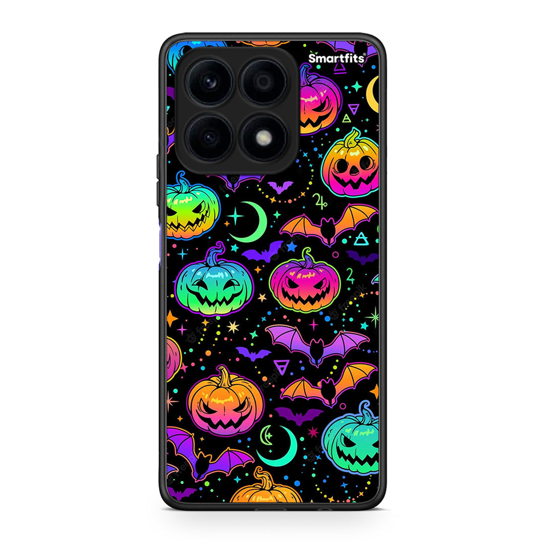 Θήκη Honor X8a Neon Halloween από τη Smartfits με σχέδιο στο πίσω μέρος και μαύρο περίβλημα | Honor X8a Neon Halloween Case with Colorful Back and Black Bezels