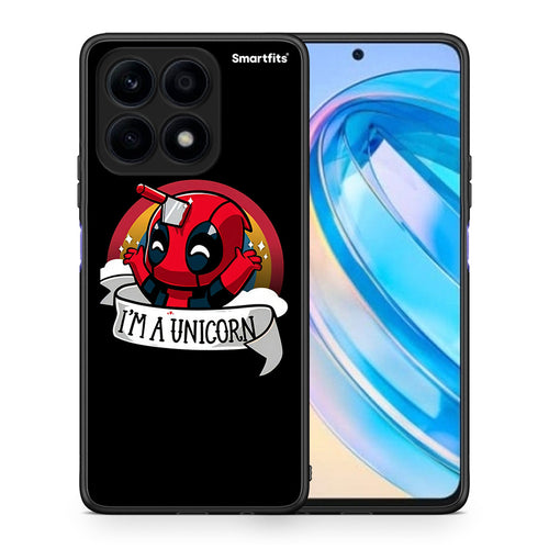 Θήκη Honor X8a Unicorn Deadpool από τη Smartfits με σχέδιο στο πίσω μέρος και μαύρο περίβλημα | Honor X8a Unicorn Deadpool Case with Colorful Back and Black Bezels