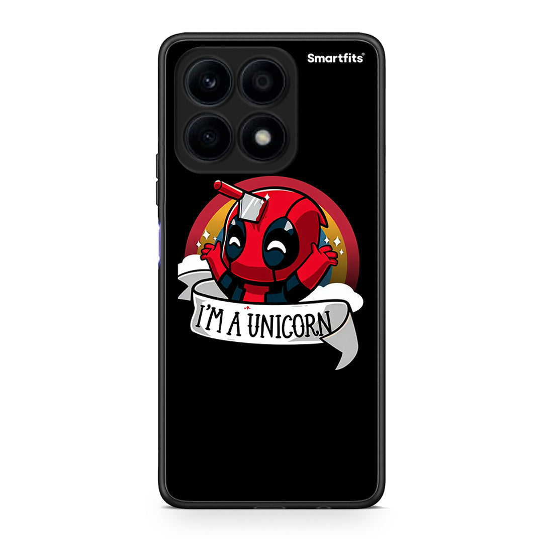 Θήκη Honor X8a Unicorn Deadpool από τη Smartfits με σχέδιο στο πίσω μέρος και μαύρο περίβλημα | Honor X8a Unicorn Deadpool Case with Colorful Back and Black Bezels