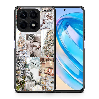 Θήκη Honor X8a White Christmas από τη Smartfits με σχέδιο στο πίσω μέρος και μαύρο περίβλημα | Honor X8a White Christmas Case with Colorful Back and Black Bezels