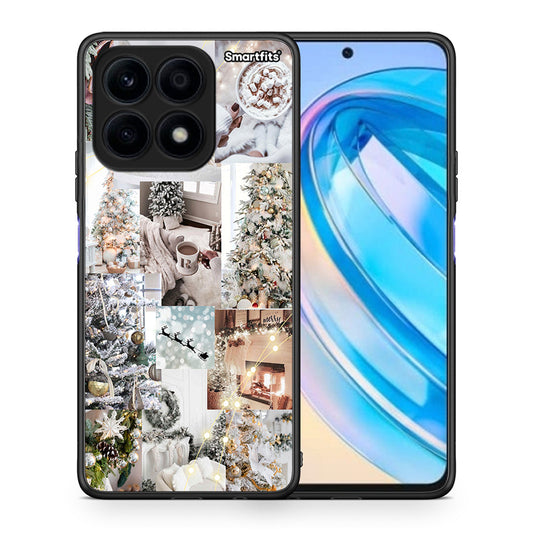 Θήκη Honor X8a White Christmas από τη Smartfits με σχέδιο στο πίσω μέρος και μαύρο περίβλημα | Honor X8a White Christmas Case with Colorful Back and Black Bezels