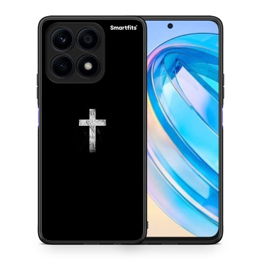Θήκη Honor X8a White Cross από τη Smartfits με σχέδιο στο πίσω μέρος και μαύρο περίβλημα | Honor X8a White Cross Case with Colorful Back and Black Bezels