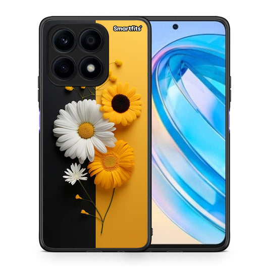 Θήκη Honor X8a Yellow Daisies από τη Smartfits με σχέδιο στο πίσω μέρος και μαύρο περίβλημα | Honor X8a Yellow Daisies Case with Colorful Back and Black Bezels