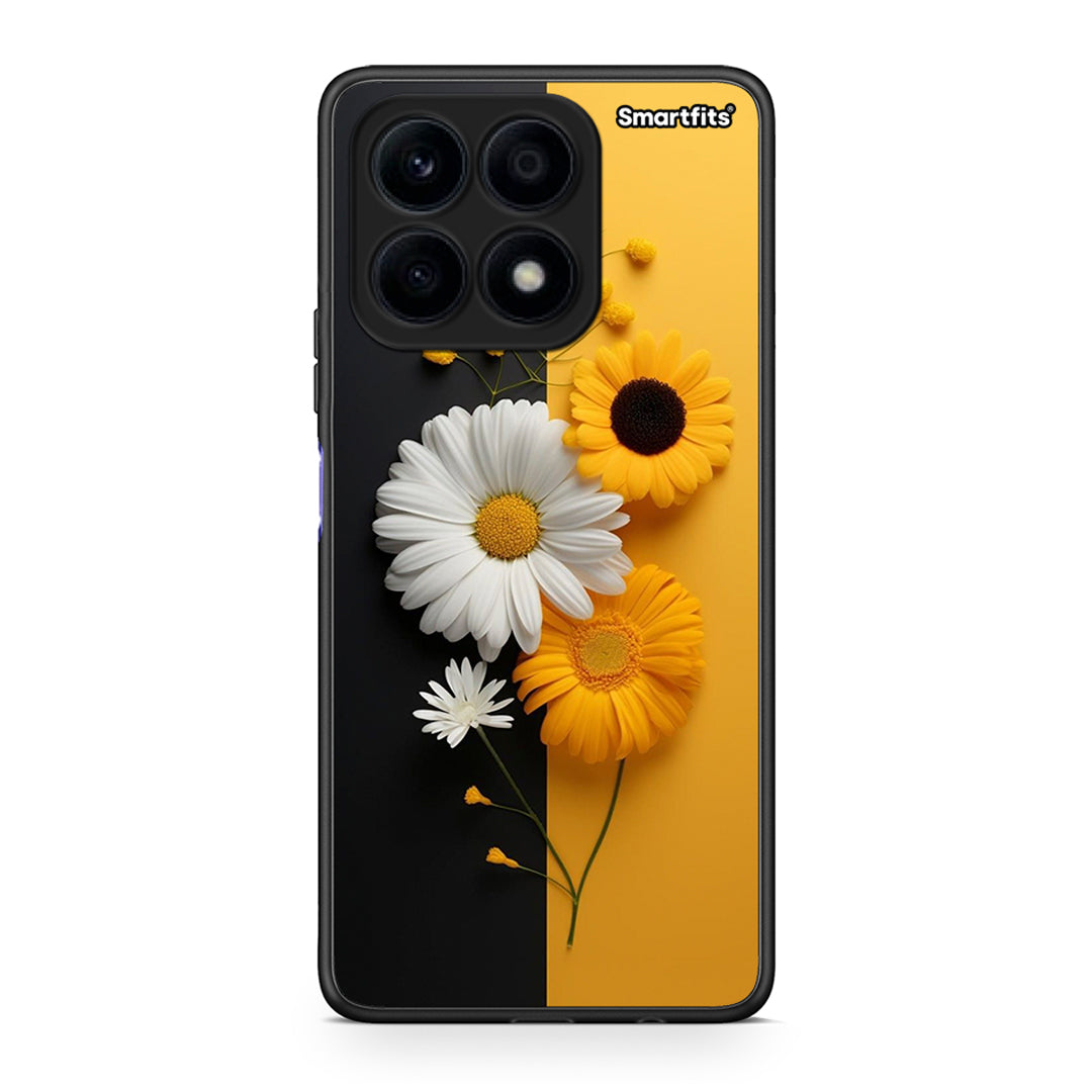 Θήκη Honor X8a Yellow Daisies από τη Smartfits με σχέδιο στο πίσω μέρος και μαύρο περίβλημα | Honor X8a Yellow Daisies Case with Colorful Back and Black Bezels