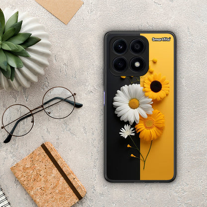 Θήκη Honor X8a Yellow Daisies από τη Smartfits με σχέδιο στο πίσω μέρος και μαύρο περίβλημα | Honor X8a Yellow Daisies Case with Colorful Back and Black Bezels