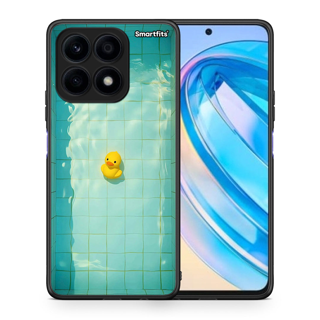 Θήκη Honor X8a Yellow Duck από τη Smartfits με σχέδιο στο πίσω μέρος και μαύρο περίβλημα | Honor X8a Yellow Duck Case with Colorful Back and Black Bezels