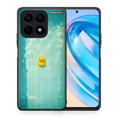 Θήκη Honor X8a Yellow Duck από τη Smartfits με σχέδιο στο πίσω μέρος και μαύρο περίβλημα | Honor X8a Yellow Duck Case with Colorful Back and Black Bezels