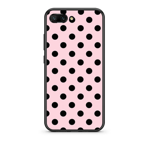 Θήκη Honor 10 Black Polka Dots on Pink από τη Smartfits με σχέδιο στο πίσω μέρος και μαύρο περίβλημα | Honor 10 Black Polka Dots on Pink case with colorful back and black bezels