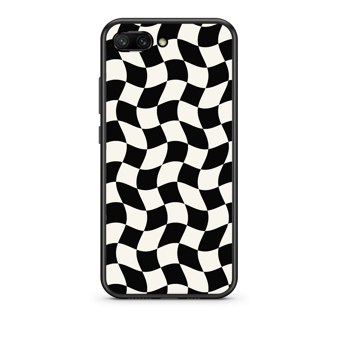 Θήκη Honor 10 Black and Cream Wavy Checkerboard από τη Smartfits με σχέδιο στο πίσω μέρος και μαύρο περίβλημα | Honor 10 Black and Cream Wavy Checkerboard case with colorful back and black bezels