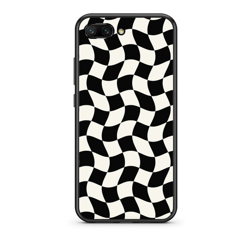 Θήκη Honor 10 Black and Cream Wavy Checkerboard από τη Smartfits με σχέδιο στο πίσω μέρος και μαύρο περίβλημα | Honor 10 Black and Cream Wavy Checkerboard case with colorful back and black bezels