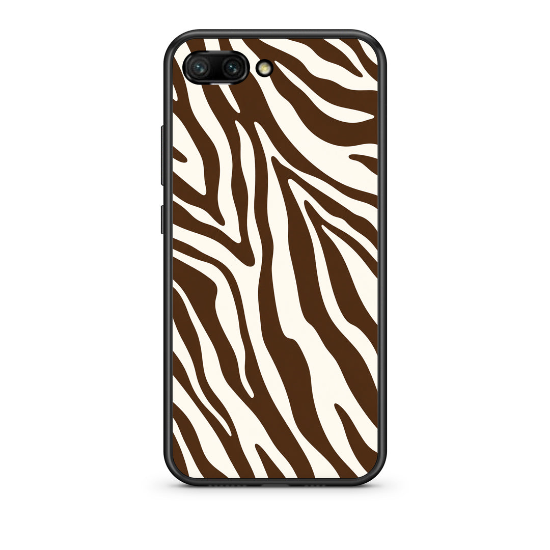 Θήκη Honor 10 Brown and Cream Zebra Stripes από τη Smartfits με σχέδιο στο πίσω μέρος και μαύρο περίβλημα | Honor 10 Brown and Cream Zebra Stripes case with colorful back and black bezels
