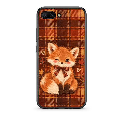 Θήκη Honor 10 Fox on Autumn Tartan από τη Smartfits με σχέδιο στο πίσω μέρος και μαύρο περίβλημα | Honor 10 Fox on Autumn Tartan case with colorful back and black bezels