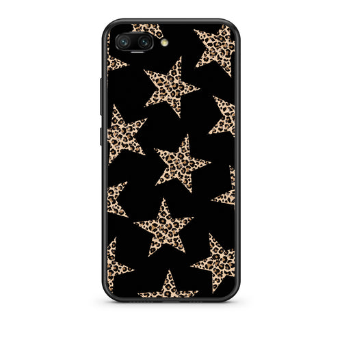 Θήκη Honor 10 Leopard Stars on Black από τη Smartfits με σχέδιο στο πίσω μέρος και μαύρο περίβλημα | Honor 10 Leopard Stars on Black case with colorful back and black bezels