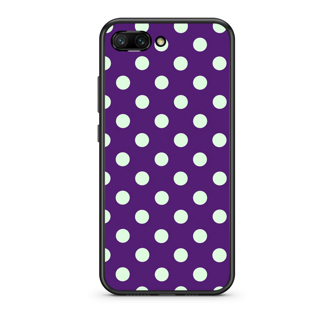 Θήκη Honor 10 Mint Polka Dots on Purple από τη Smartfits με σχέδιο στο πίσω μέρος και μαύρο περίβλημα | Honor 10 Mint Polka Dots on Purple case with colorful back and black bezels