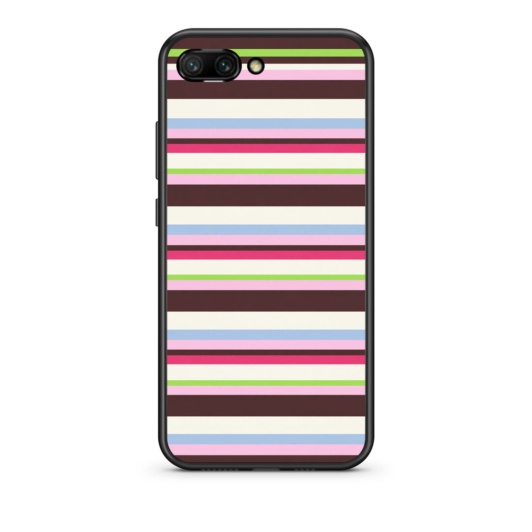 Θήκη Honor 10 Multicolour Horizontal Stripes από τη Smartfits με σχέδιο στο πίσω μέρος και μαύρο περίβλημα | Honor 10 Multicolour Horizontal Stripes case with colorful back and black bezels