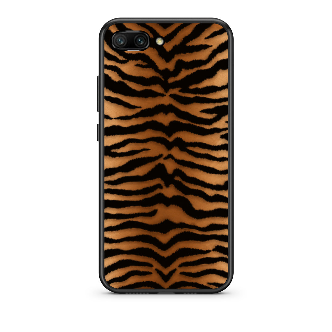Θήκη Honor 10 Tiger Print Orange and Black από τη Smartfits με σχέδιο στο πίσω μέρος και μαύρο περίβλημα | Honor 10 Tiger Print Orange and Black case with colorful back and black bezels