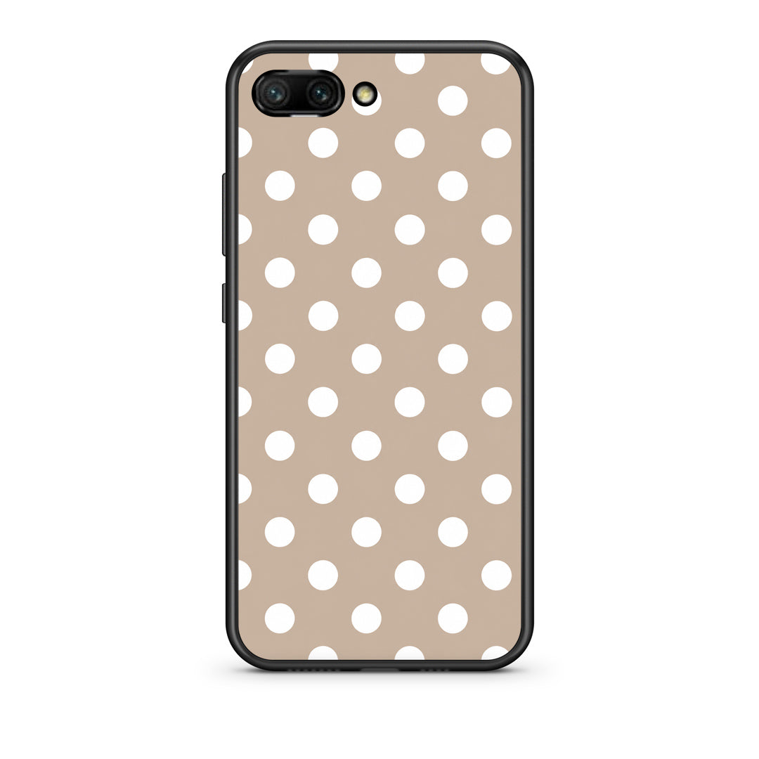 Θήκη Honor 10 White Polka Dots on Taupe από τη Smartfits με σχέδιο στο πίσω μέρος και μαύρο περίβλημα | Honor 10 White Polka Dots on Taupe case with colorful back and black bezels