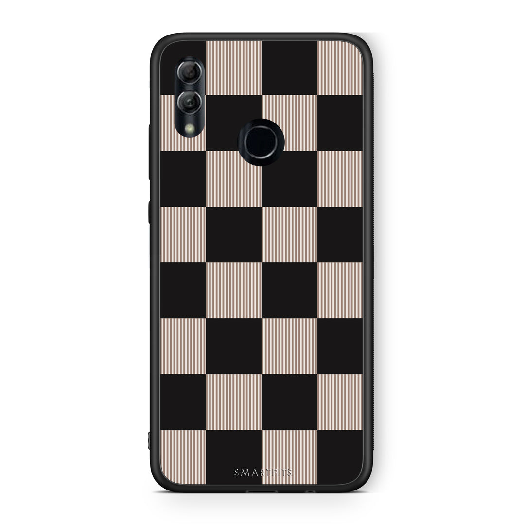 Θήκη Honor 10 Lite Black and Taupe Striped Checks από τη Smartfits με σχέδιο στο πίσω μέρος και μαύρο περίβλημα | Honor 10 Lite Black and Taupe Striped Checks case with colorful back and black bezels