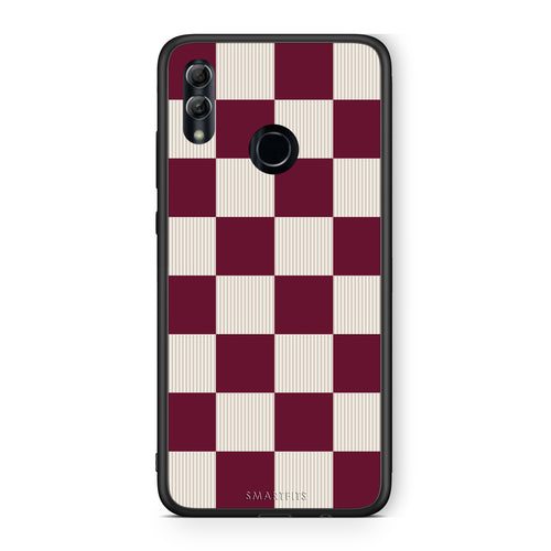 Θήκη Honor 10 Lite Burgundy and Cream Striped Checks από τη Smartfits με σχέδιο στο πίσω μέρος και μαύρο περίβλημα | Honor 10 Lite Burgundy and Cream Striped Checks case with colorful back and black bezels