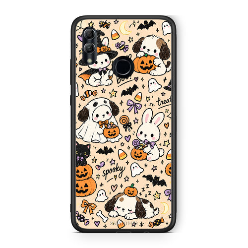 Θήκη Honor 10 Lite Halloween Puppies and Friends on Cream από τη Smartfits με σχέδιο στο πίσω μέρος και μαύρο περίβλημα | Honor 10 Lite Halloween Puppies and Friends on Cream case with colorful back and black bezels