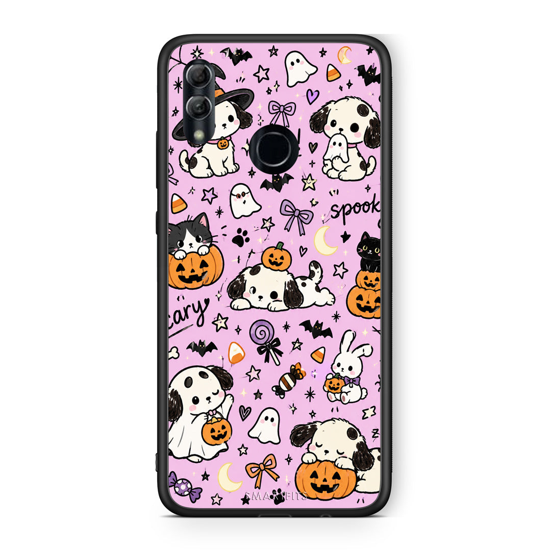 Θήκη Honor 10 Lite Halloween Puppies and Friends on Lilac από τη Smartfits με σχέδιο στο πίσω μέρος και μαύρο περίβλημα | Honor 10 Lite Halloween Puppies and Friends on Lilac case with colorful back and black bezels