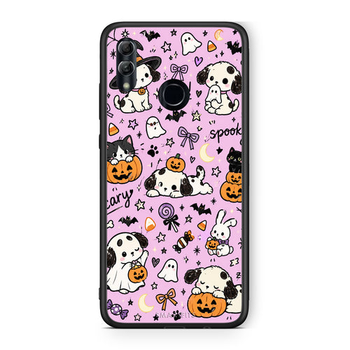 Θήκη Honor 10 Lite Halloween Puppies and Friends on Lilac από τη Smartfits με σχέδιο στο πίσω μέρος και μαύρο περίβλημα | Honor 10 Lite Halloween Puppies and Friends on Lilac case with colorful back and black bezels