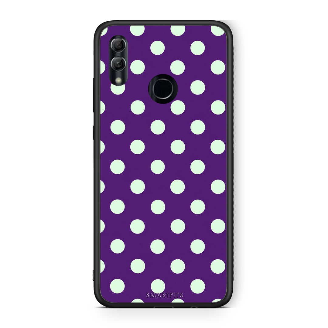 Θήκη Honor 10 Lite Mint Polka Dots on Purple από τη Smartfits με σχέδιο στο πίσω μέρος και μαύρο περίβλημα | Honor 10 Lite Mint Polka Dots on Purple case with colorful back and black bezels