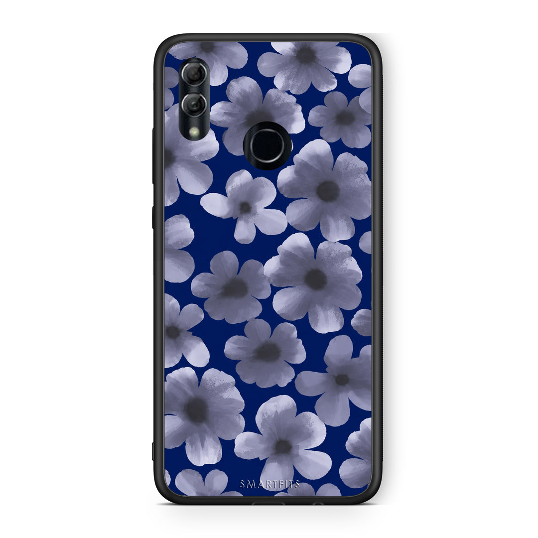 Θήκη Honor 10 Lite Pale Blue Flowers on Navy από τη Smartfits με σχέδιο στο πίσω μέρος και μαύρο περίβλημα | Honor 10 Lite Pale Blue Flowers on Navy case with colorful back and black bezels