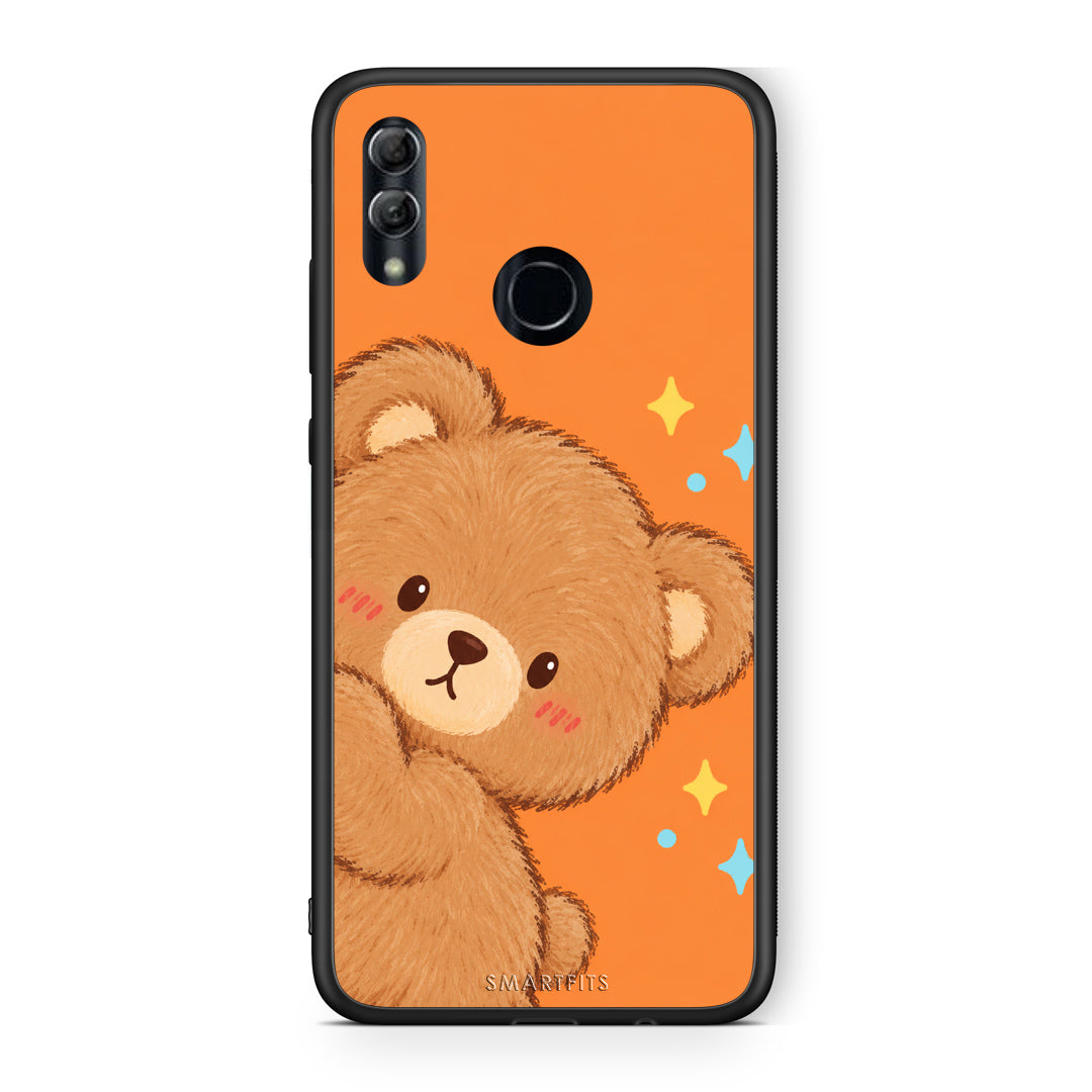 Θήκη Honor 10 Lite Peekaboo Teddy on Orange από τη Smartfits με σχέδιο στο πίσω μέρος και μαύρο περίβλημα | Honor 10 Lite Peekaboo Teddy on Orange case with colorful back and black bezels