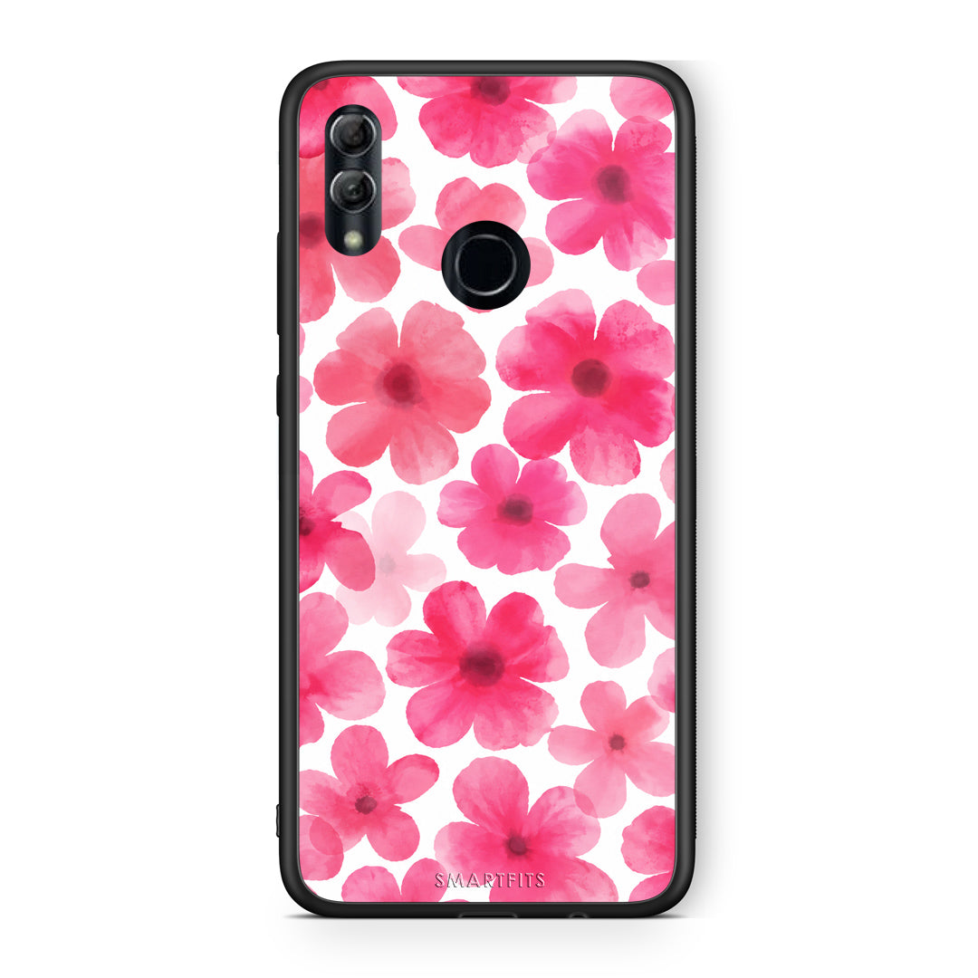 Θήκη Honor 10 Lite Pink Watercolour Flowers on White από τη Smartfits με σχέδιο στο πίσω μέρος και μαύρο περίβλημα | Honor 10 Lite Pink Watercolour Flowers on White case with colorful back and black bezels