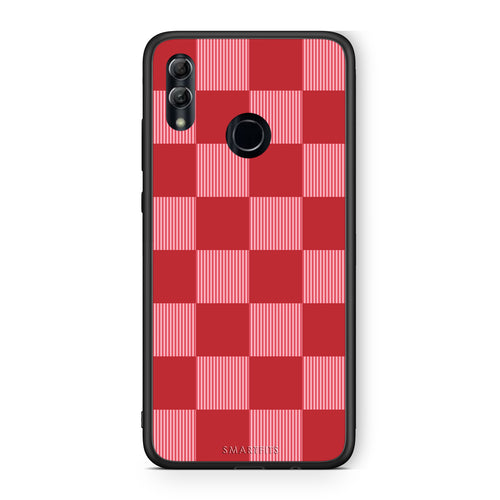 Θήκη Honor 10 Lite Red and Pink Striped Checks από τη Smartfits με σχέδιο στο πίσω μέρος και μαύρο περίβλημα | Honor 10 Lite Red and Pink Striped Checks case with colorful back and black bezels