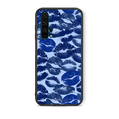 Θήκη Honor 20 Pro Blue Lipstick Kisses από τη Smartfits με σχέδιο στο πίσω μέρος και μαύρο περίβλημα | Honor 20 Pro Blue Lipstick Kisses case with colorful back and black bezels