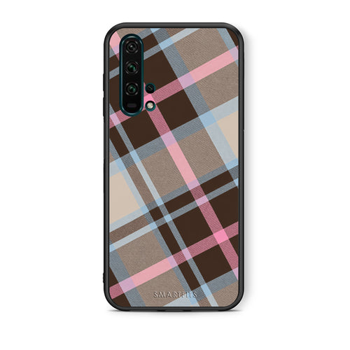 Θήκη Honor 20 Pro Brown Pink and Blue Diagonal Plaid από τη Smartfits με σχέδιο στο πίσω μέρος και μαύρο περίβλημα | Honor 20 Pro Brown Pink and Blue Diagonal Plaid case with colorful back and black bezels