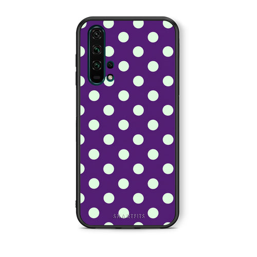Θήκη Honor 20 Pro Mint Polka Dots on Purple από τη Smartfits με σχέδιο στο πίσω μέρος και μαύρο περίβλημα | Honor 20 Pro Mint Polka Dots on Purple case with colorful back and black bezels