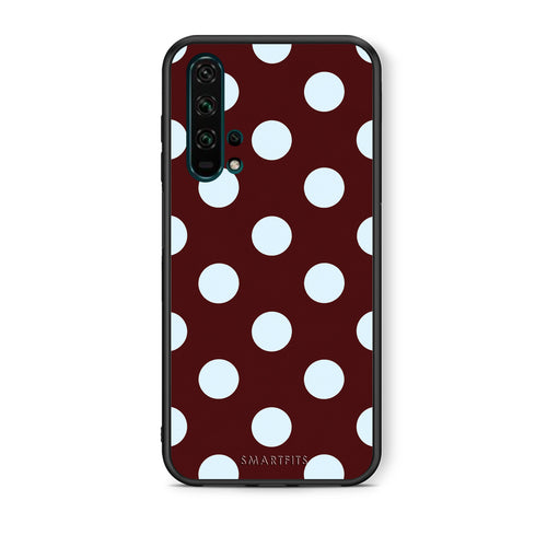Θήκη Honor 20 Pro Pale Blue Large Polka Dots on Burgundy από τη Smartfits με σχέδιο στο πίσω μέρος και μαύρο περίβλημα | Honor 20 Pro Pale Blue Large Polka Dots on Burgundy case with colorful back and black bezels