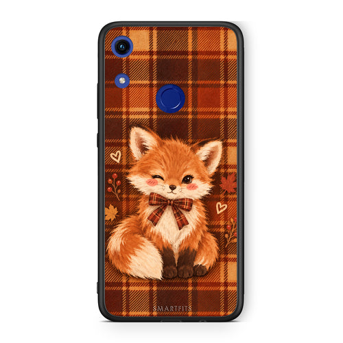 Θήκη Honor 8A Fox on Autumn Tartan από τη Smartfits με σχέδιο στο πίσω μέρος και μαύρο περίβλημα | Honor 8A Fox on Autumn Tartan case with colorful back and black bezels