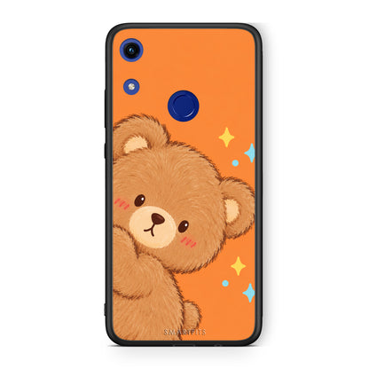 Θήκη Honor 8A Peekaboo Teddy on Orange από τη Smartfits με σχέδιο στο πίσω μέρος και μαύρο περίβλημα | Honor 8A Peekaboo Teddy on Orange case with colorful back and black bezels