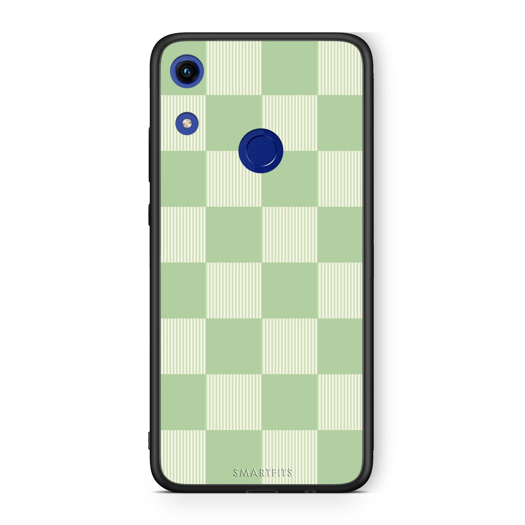 Θήκη Honor 8A Sage and Cream Striped Checks από τη Smartfits με σχέδιο στο πίσω μέρος και μαύρο περίβλημα | Honor 8A Sage and Cream Striped Checks case with colorful back and black bezels