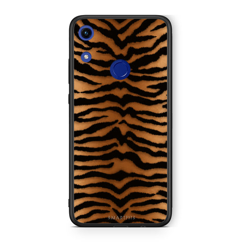 Θήκη Honor 8A Tiger Print Orange and Black από τη Smartfits με σχέδιο στο πίσω μέρος και μαύρο περίβλημα | Honor 8A Tiger Print Orange and Black case with colorful back and black bezels