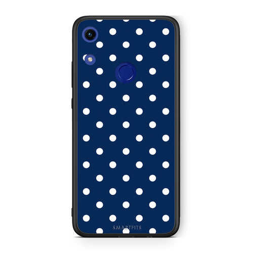 Θήκη Honor 8A White Small Polka Dots on Navy από τη Smartfits με σχέδιο στο πίσω μέρος και μαύρο περίβλημα | Honor 8A White Small Polka Dots on Navy case with colorful back and black bezels
