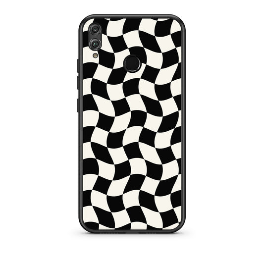 Θήκη Honor 8x Black and Cream Wavy Checkerboard από τη Smartfits με σχέδιο στο πίσω μέρος και μαύρο περίβλημα | Honor 8x Black and Cream Wavy Checkerboard case with colorful back and black bezels