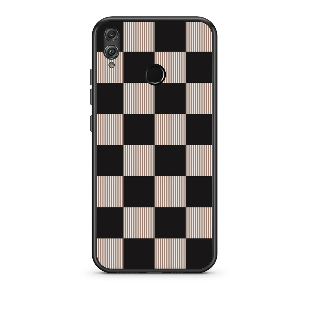 Θήκη Honor 8x Black and Taupe Striped Checks από τη Smartfits με σχέδιο στο πίσω μέρος και μαύρο περίβλημα | Honor 8x Black and Taupe Striped Checks case with colorful back and black bezels