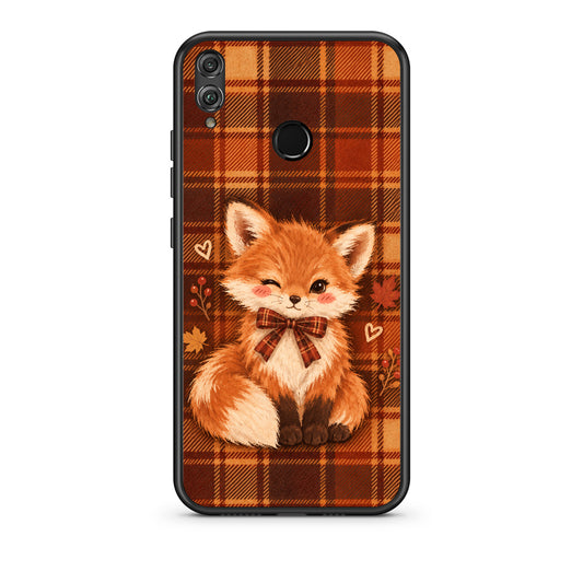 Θήκη Honor 8x Fox on Autumn Tartan από τη Smartfits με σχέδιο στο πίσω μέρος και μαύρο περίβλημα | Honor 8x Fox on Autumn Tartan case with colorful back and black bezels
